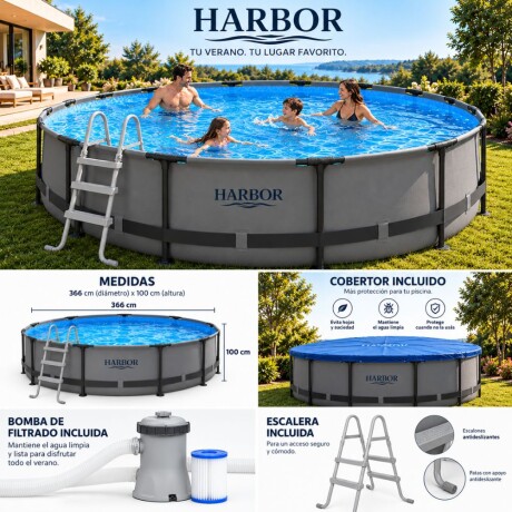 Piscina Estructural HARBOR Essential 9.150 L – Con Bomba, Cobertor y Escalera Piscina Estructural HARBOR Essential 9.150 L – Con Bomba, Cobertor y Escalera