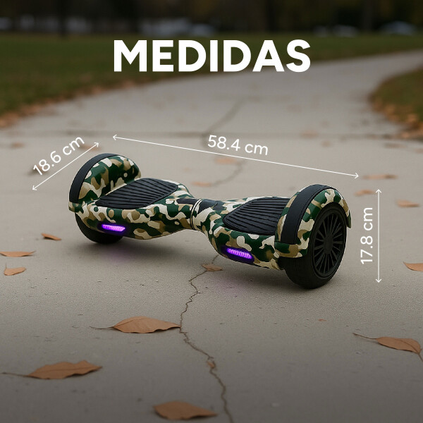 Skate Electrico Hoverboard Gogreen Musica Bt Luces Patineta Diseño Camuflaje