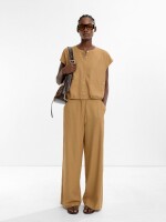Pantalón Recto Con Lino camel