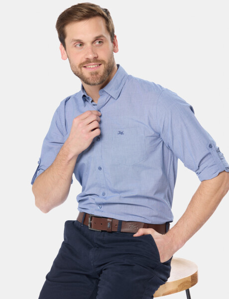 CAMISA CUADROS DE ALGODÓN Azul