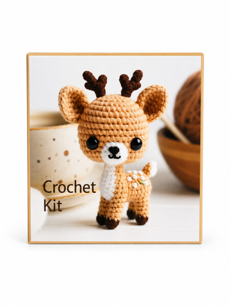CROCHET SET DISEÑO RENO MARRON