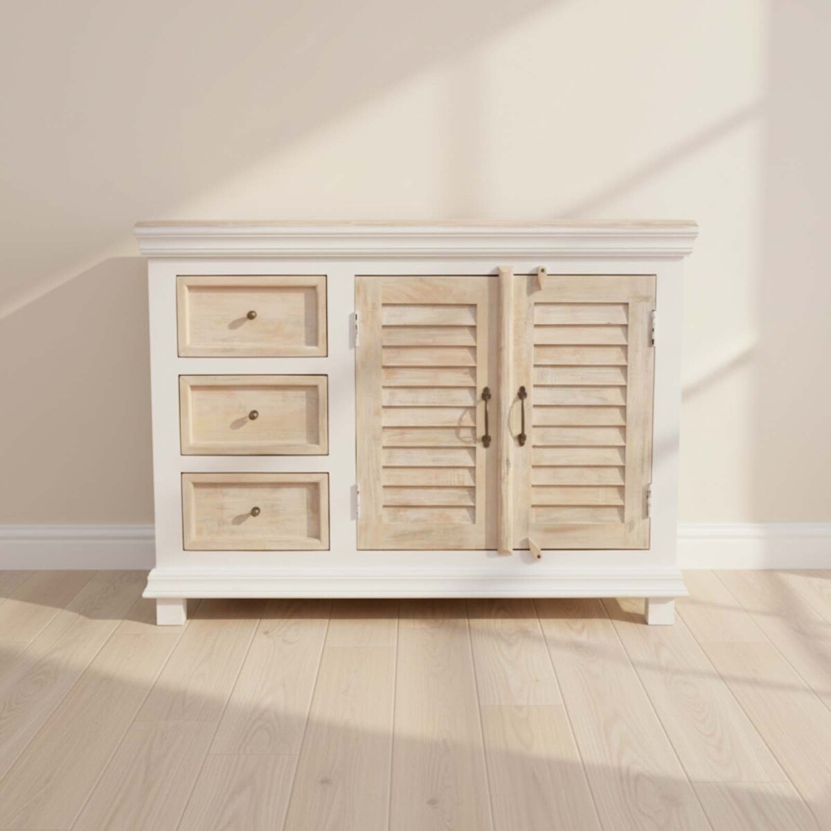 CONSOLA - MADERA-DE-MANGO NATURAL-BEIGE COSTA II NATURAL BLANCO 