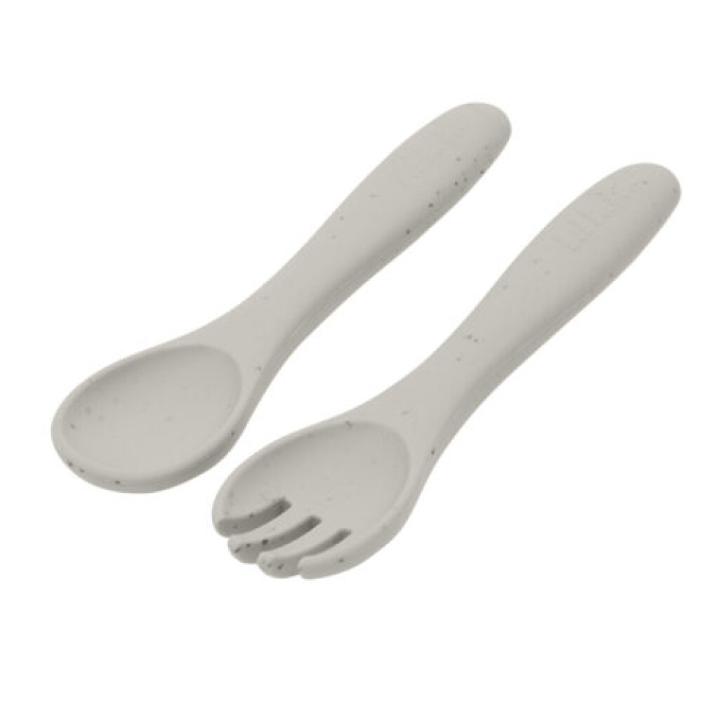 Set x2 cubiertos silicona KIKKABOO beige