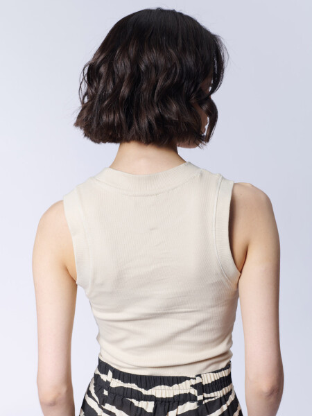Musculosa rib básica Beige