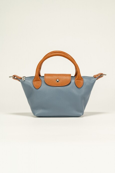 Cartera de cuero Mini Celeste