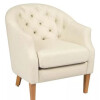 POLTRONA CAPITONEADA - PATA MADERA CLARA - TELA BEIGE POLTRONA CAPITONEADA - PATA MADERA CLARA - TELA BEIGE