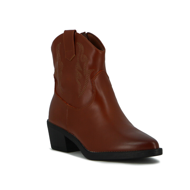 Darkness Bota De Dama Tejana Caña Baja Taco Cuadrado - Tan Tan