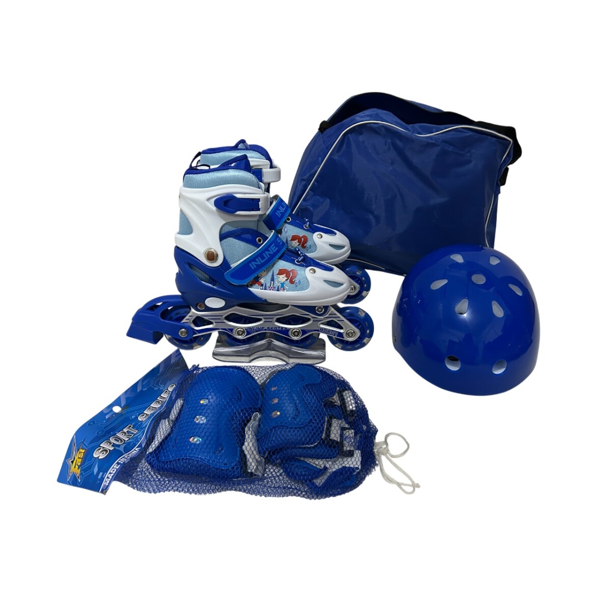 Set de Patines y Accesorios de Protección - AZUL 