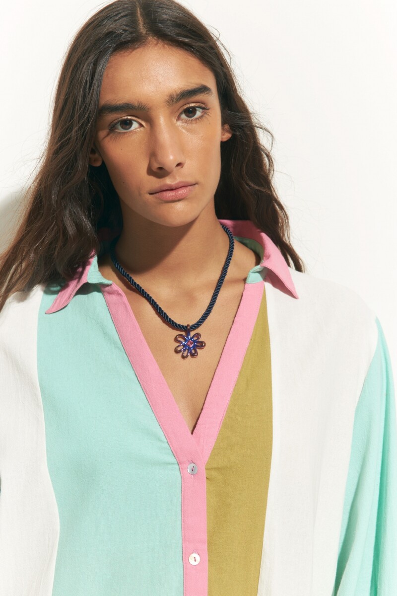 Collar cordón dije flor acrílico multicolor - multicolor 