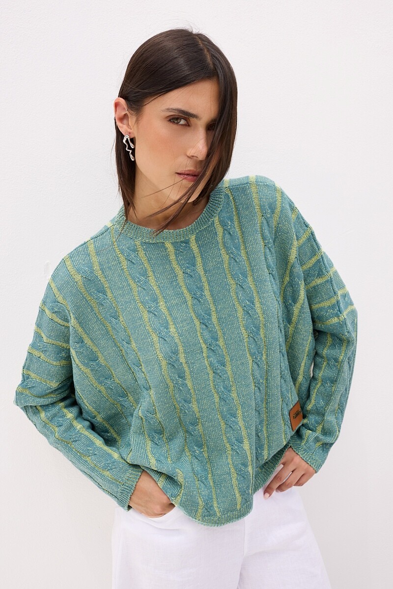 Sweater Oceano Crop - Verde/Petroleo 