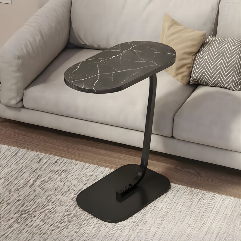 Mesa auxiliar Lumax de arrime MDF minimalista para living Marmol Negro