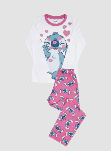 Pijama infantil stitch con manga corta pantalon Rosado