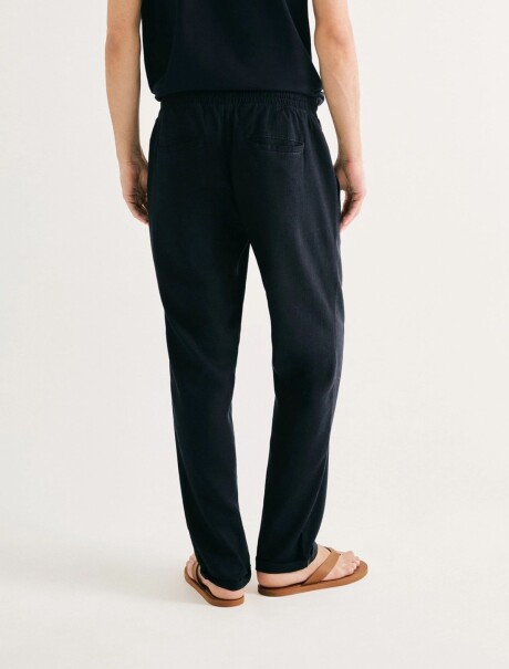 PANTALÓN DE LINO MODELO RECTO AZUL