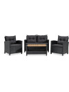 Set jardín VEN 4 plazas negro Set jardín VEN 4 plazas negro