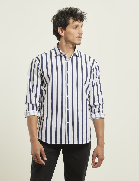 012411 CAMISA HARRINGTON LABEL Blanco/negro