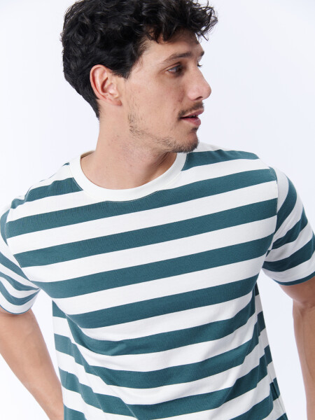 Remera Rayas Verde Y Crudo
