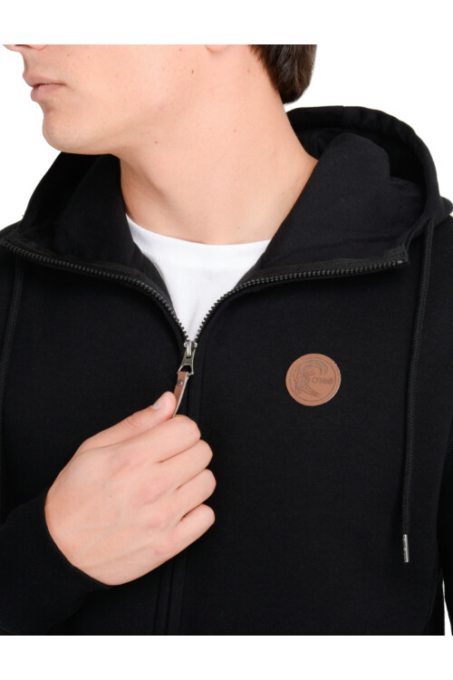 Campera O'Neill Full Zip Leather Patch Negro