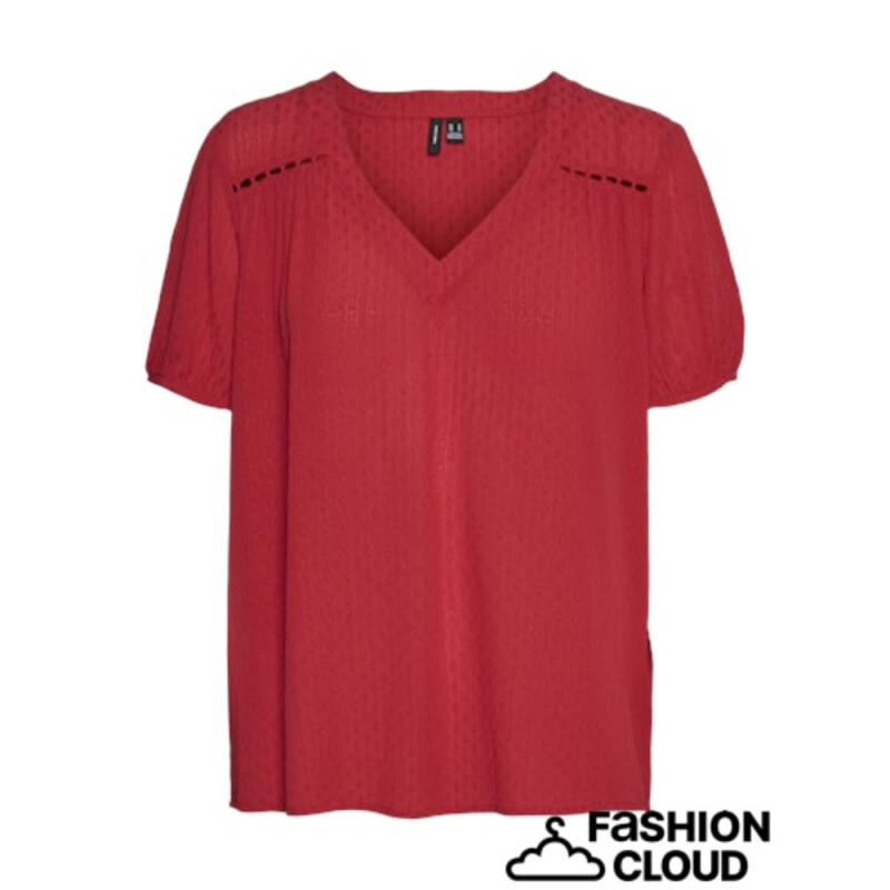 VMGABBI V-NECK SS TOP WVN GA Salsa