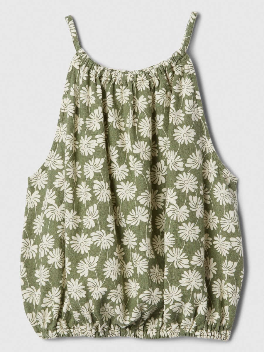 Musculosa Halter Niña - Green Floral 