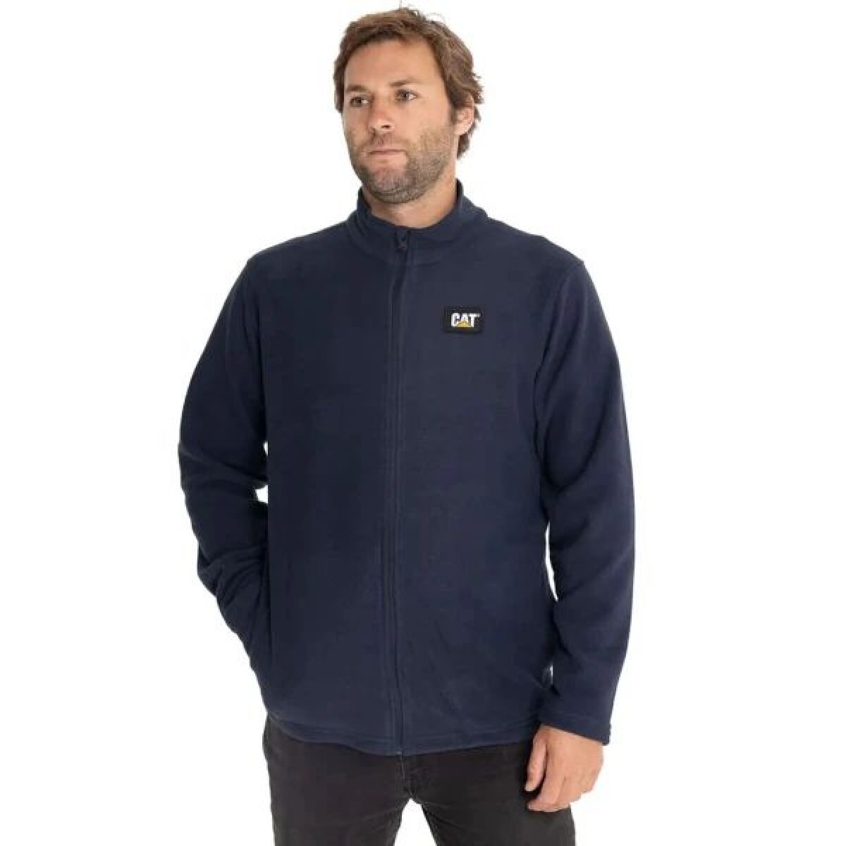 Campera caterpillar Microfleece full ZIP - Azul 
