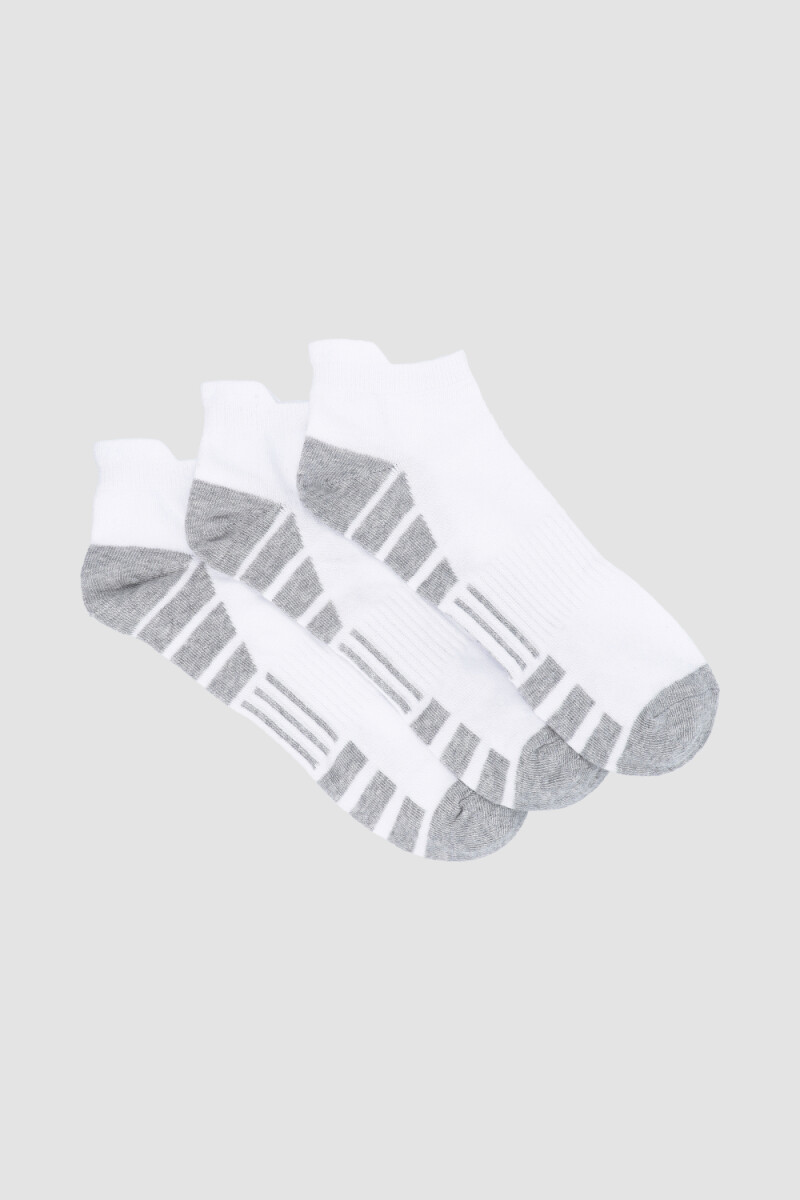 Pack x3 medias cortas con diseño deportivo Blanco