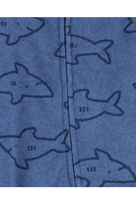 Pijama una pieza de algodón terry, con pie, diseño tiburones Sin color