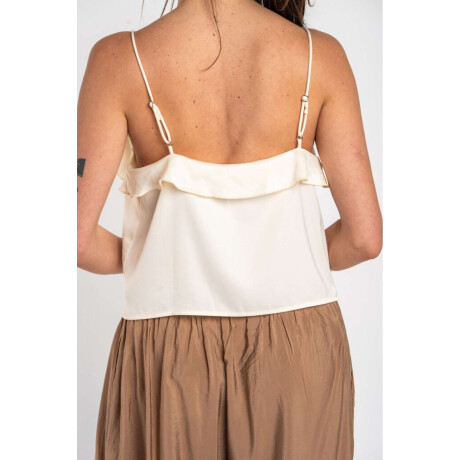 Musculosa Volado Saten Beige