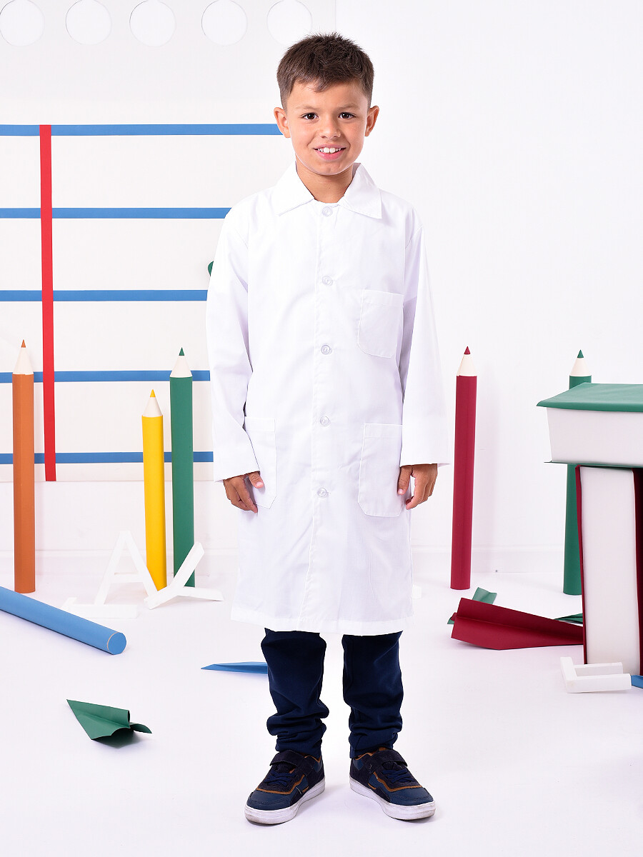 TUNICA ESCOLAR RECTA UNISEX - BLANCO 