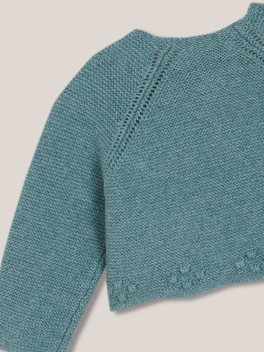 Chaqueta De Punto Bobo Cinturilla Turquesa