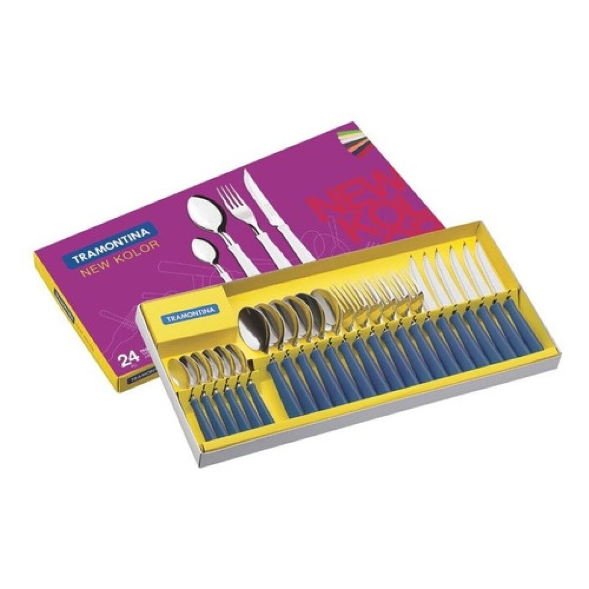 Juego de 24 Cubiertos Tramontina New Kolor Azul - Azul 