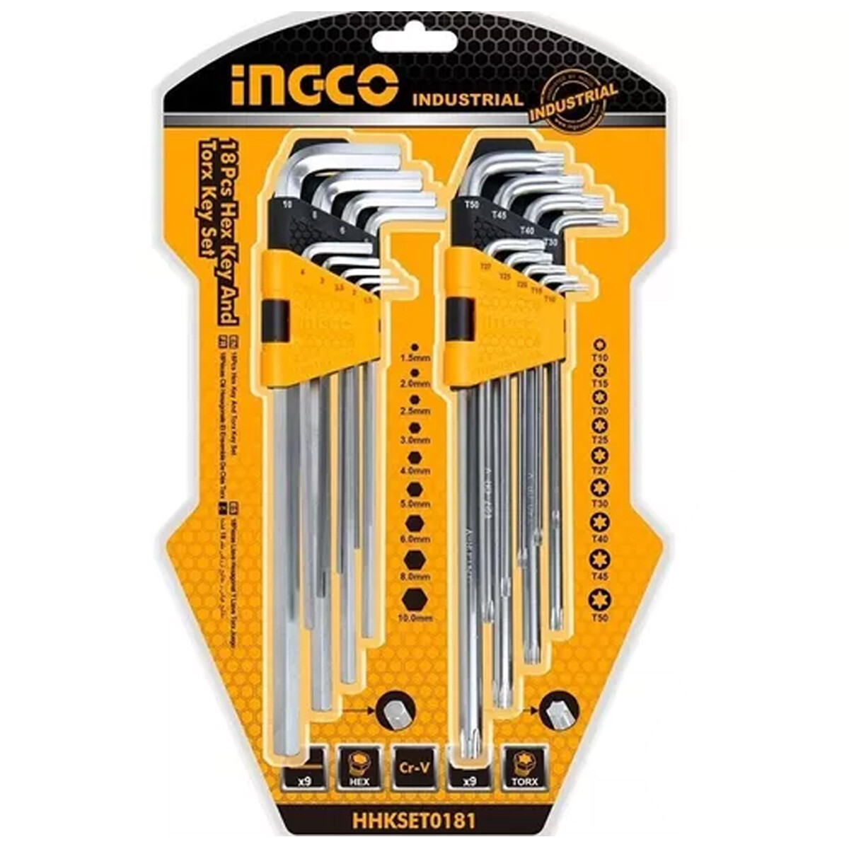 JUEGO COMBINADO 9 LLAVES ALLEN 9 LLAVES TORX INGCO HHKSET0181 