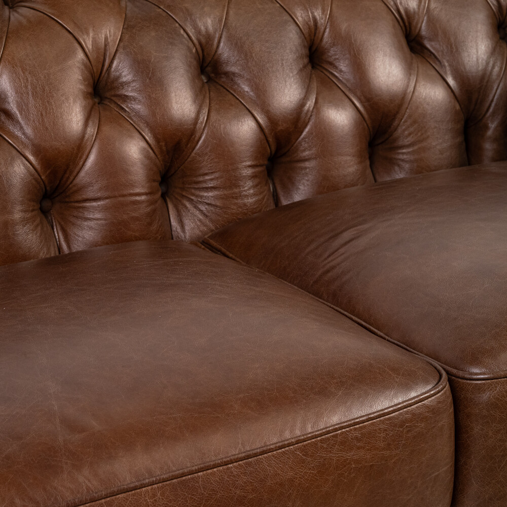 SOFA 2 CUERPOS CUERO-100-NATURAL MARRON NEW CHESTERFIELD CHOC.