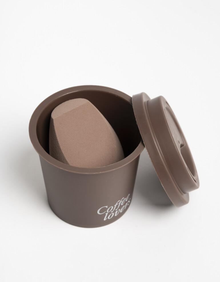 Brochas y Aplicadores Esponjas Esponja De Maquillaje + Funda Coffee Club - Marron Chocolate