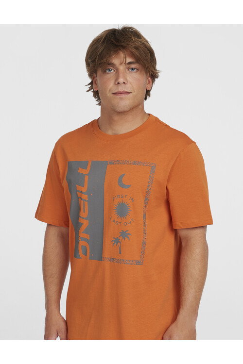 Remera O'Neill Front Print Negro Naranja