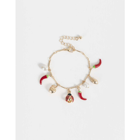 Pulsera Flexible Multidijes Frutas Dorado