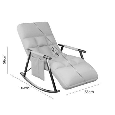 Sillón Reposera Mecedora Respaldo Ajustable Bolsillo Gris