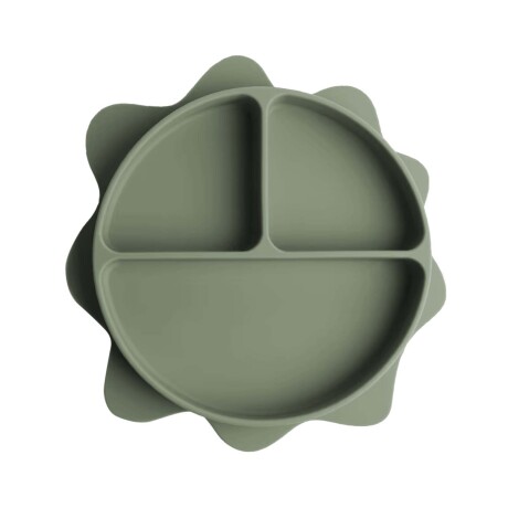 Plato con Separaciones p/ Comida Bebé en Silicona Diseño Sol Verde