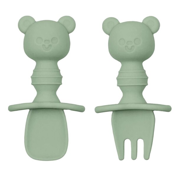 Set x2 cubiertos entrenamiento BUBA silicona OSO verde
