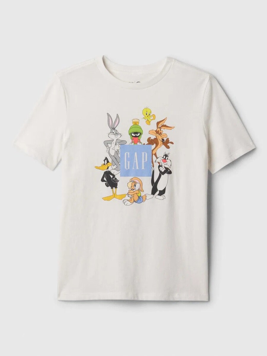 Remera Logo Gap Looney Tunes Niño - New Off White 