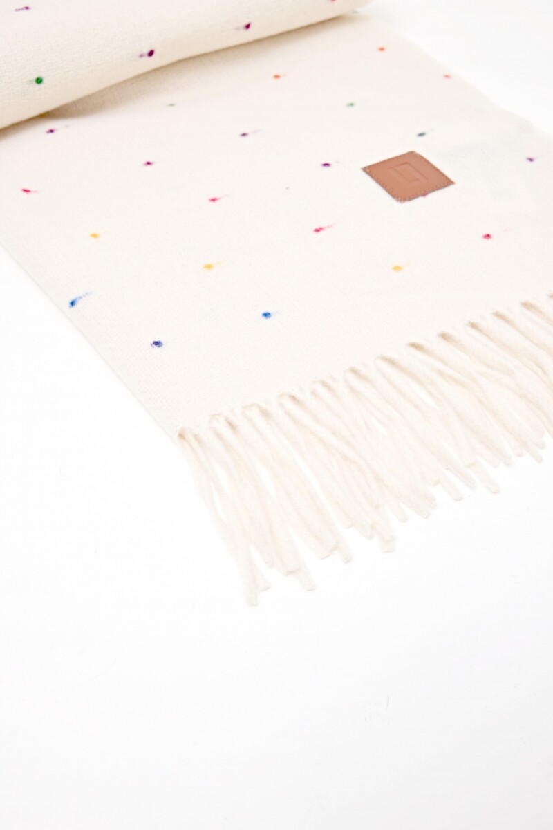 Pashmina con puntos de color - crudo 