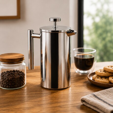 Cafetera Francesa Calidad Premium 600ml Acero Inoxidable Plateado
