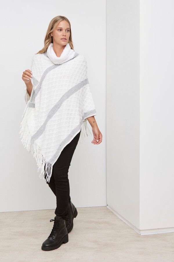 Poncho Detalle Piel CRUDO/MULTI