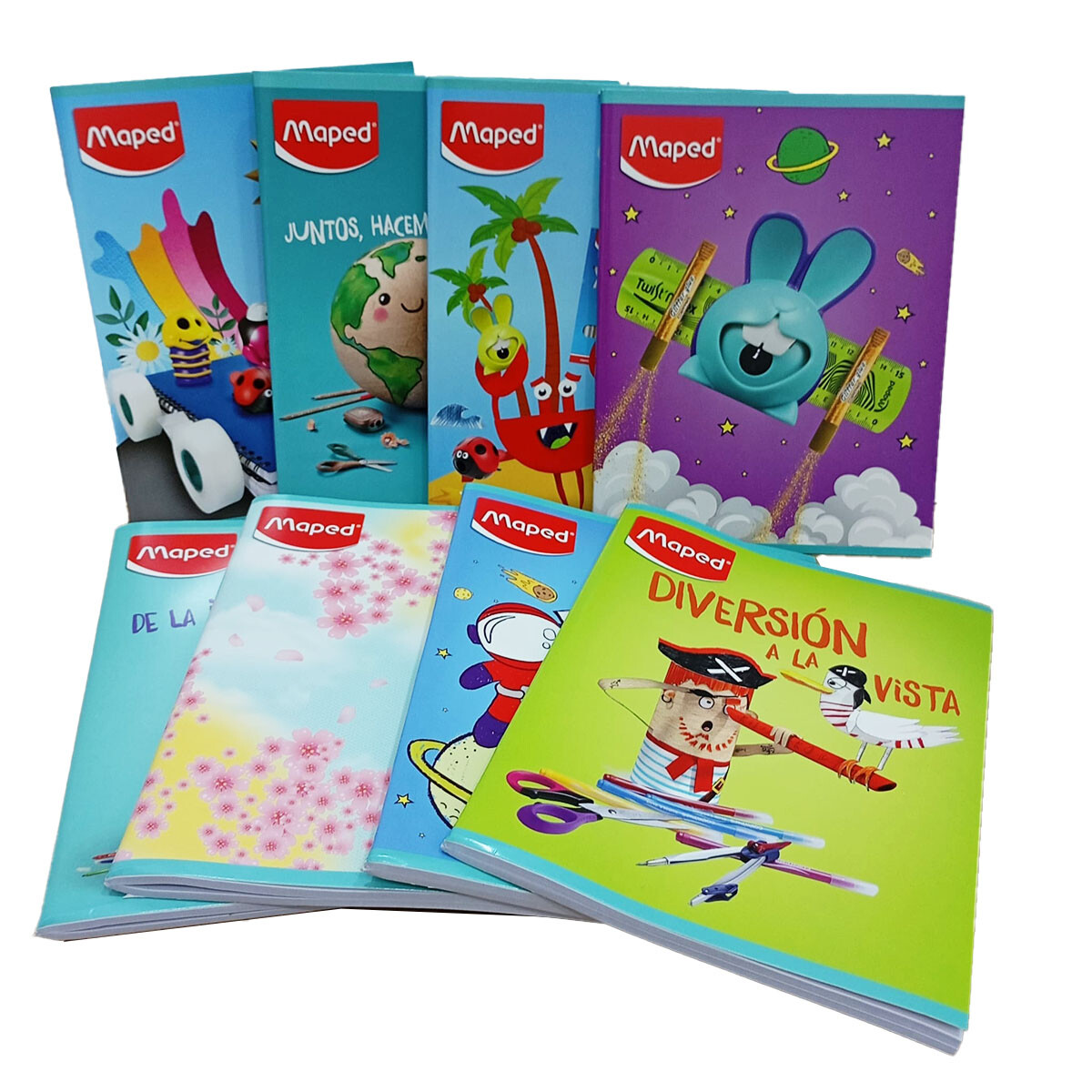 Maped Set X8 Cuadernos 96 Hojas Rayados Diseños Mix 