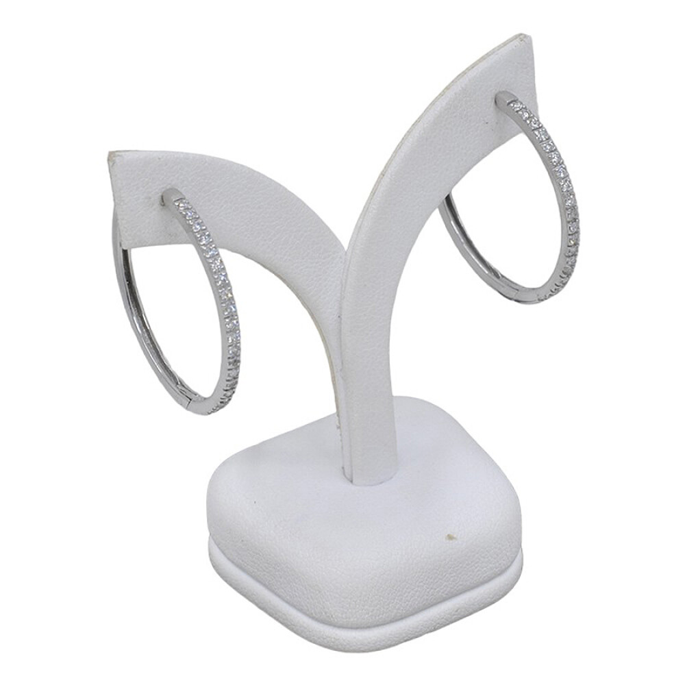 Aros En Oro 18K Blanco Y Brillantes 2.8 Cm De Diametro Aros En Oro 18K Blanco Y Brillantes 2.8 Cm De Diametro
