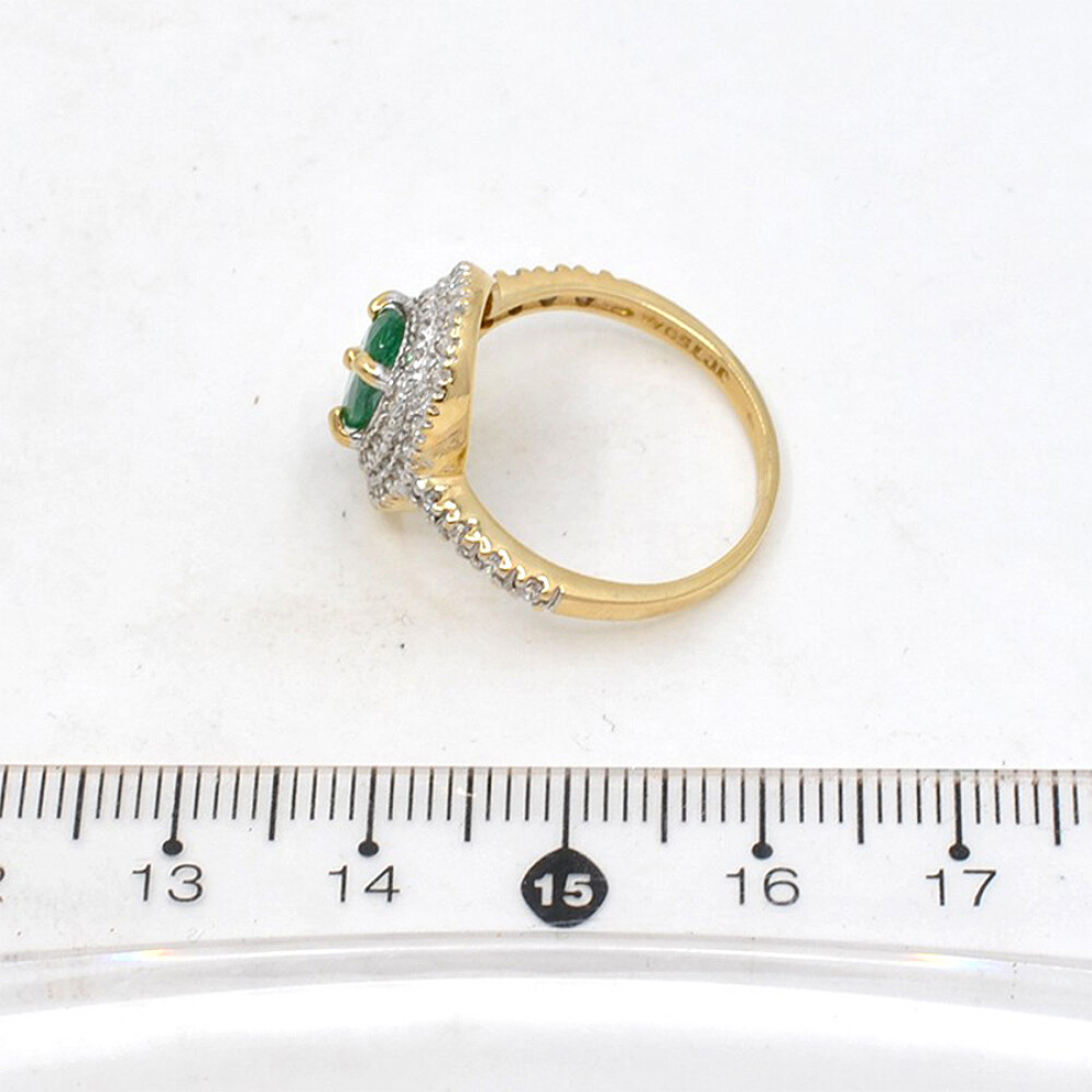 Anillo En Oro 18K, Esmeralda Y Brillantes Anillo En Oro 18K, Esmeralda Y Brillantes