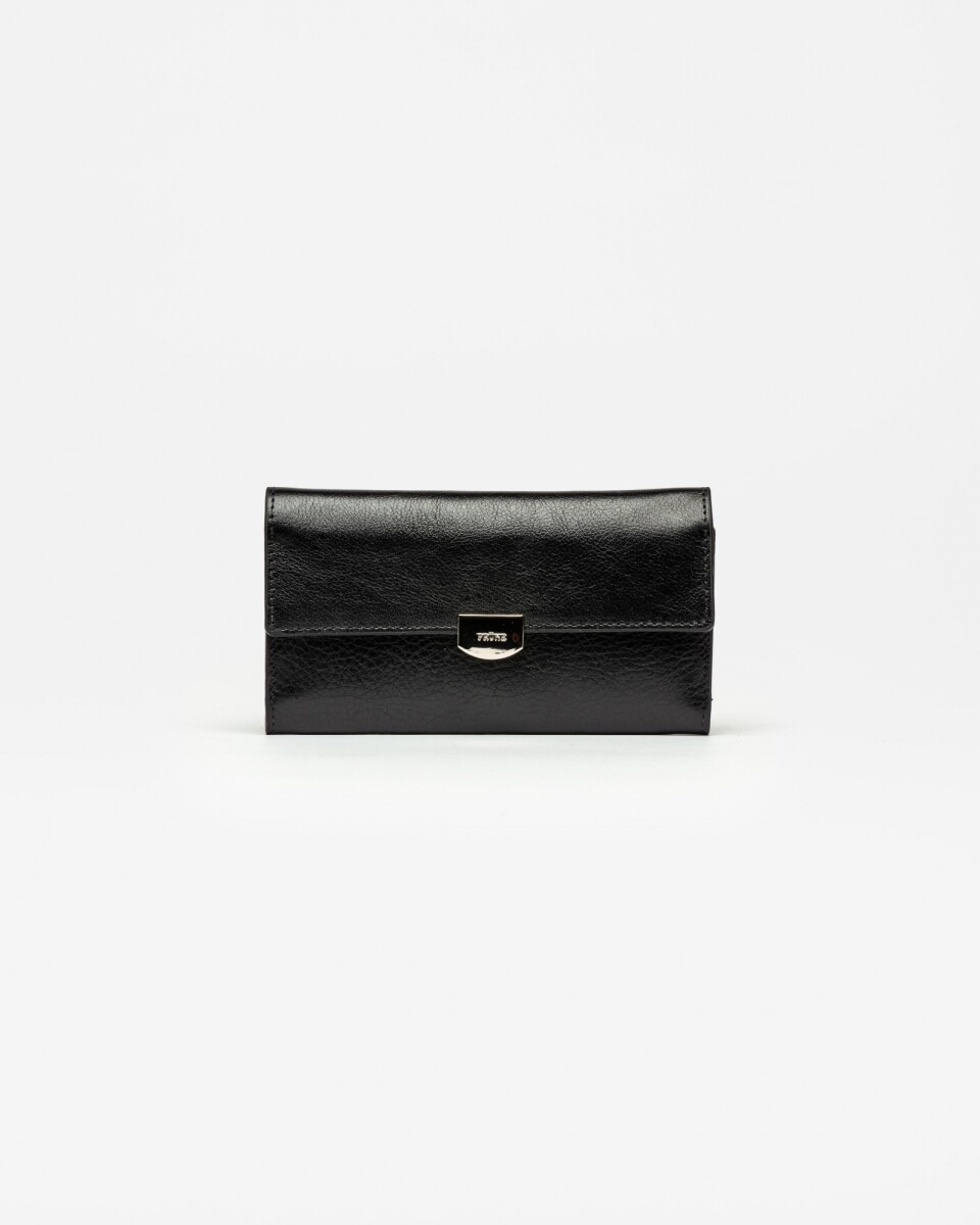 Billetera Dalia en cuero liso satinado - Negro 