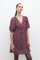 Vestido midi estampa floral bordo