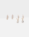 Aros Argollas Set Strass Set De Argollas Con Cubic Zirconia - Dorado