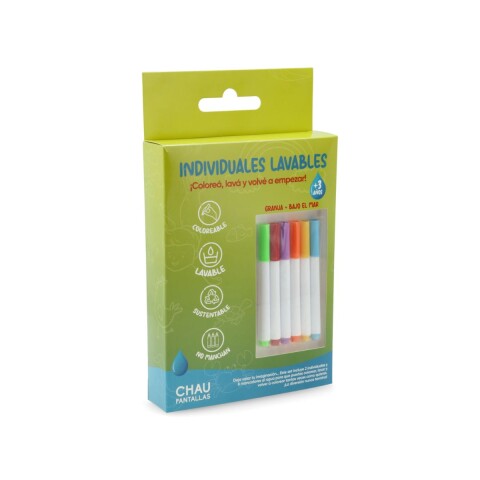 IND.LAV.CHP Set X2 Individuales Infantiles Lavables Incluye 6 Fibras Chau Pantallas 3+ - Granja