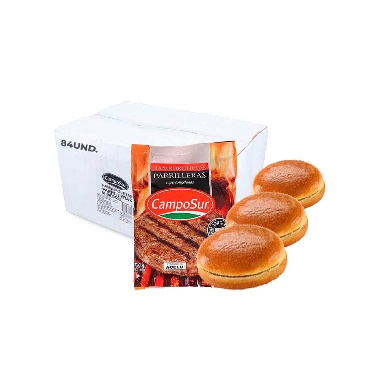 84 Hamburguesas Parrillera Camposur + 84 Tortugas Pangiorno 